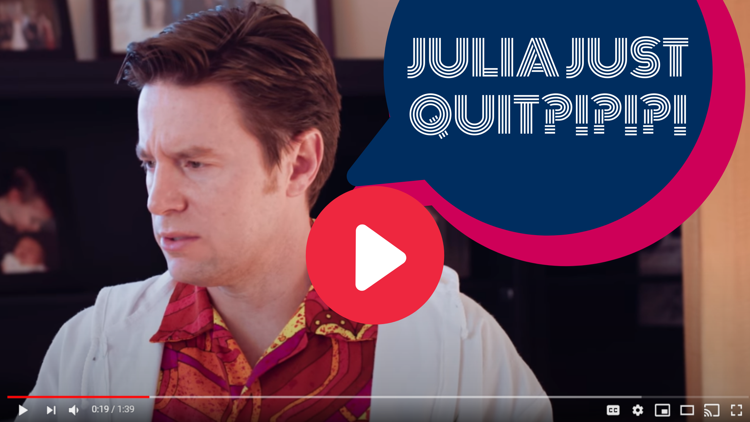 screenshot from Call Willory: Payroll with speech bubble with "Julia just quit?!?!?"